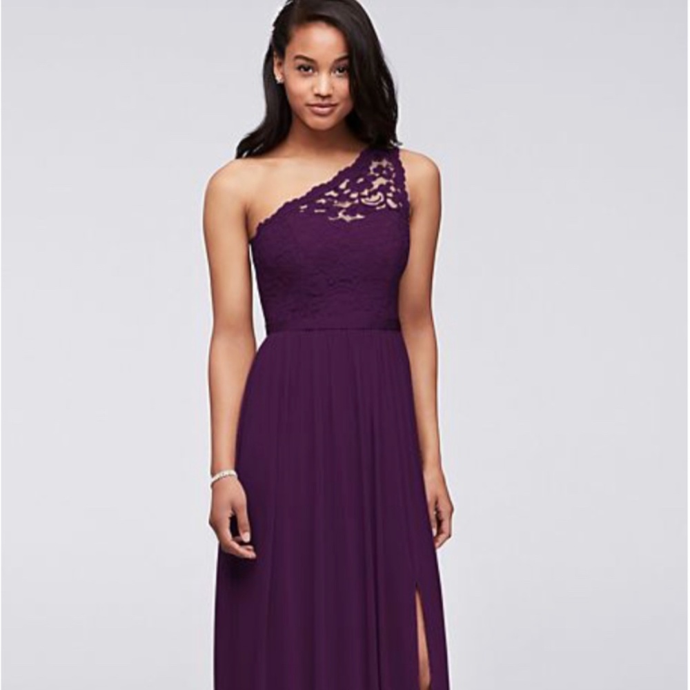 Long One Shoulder Lace Bridesmaid Dress